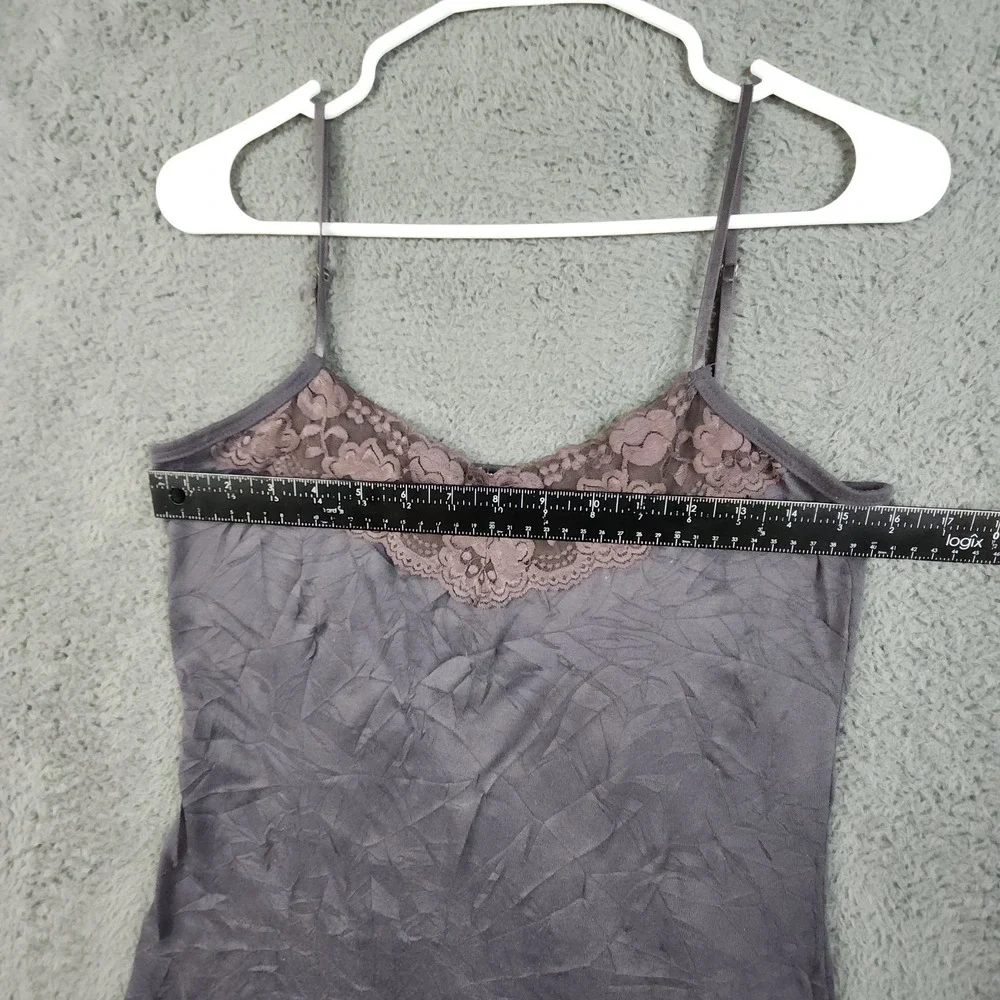 Y2K Babydoll Cami Top Women's Medium Plum Lace Trim Crinkle Bella Swan Coquette - Picture 3 of 9